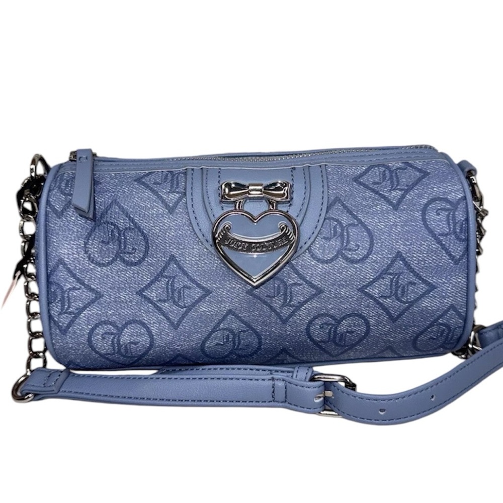 Juicy Couture Slate Blue /Silver Precious Moments Roll Barrel Bag Crossbody  NWT